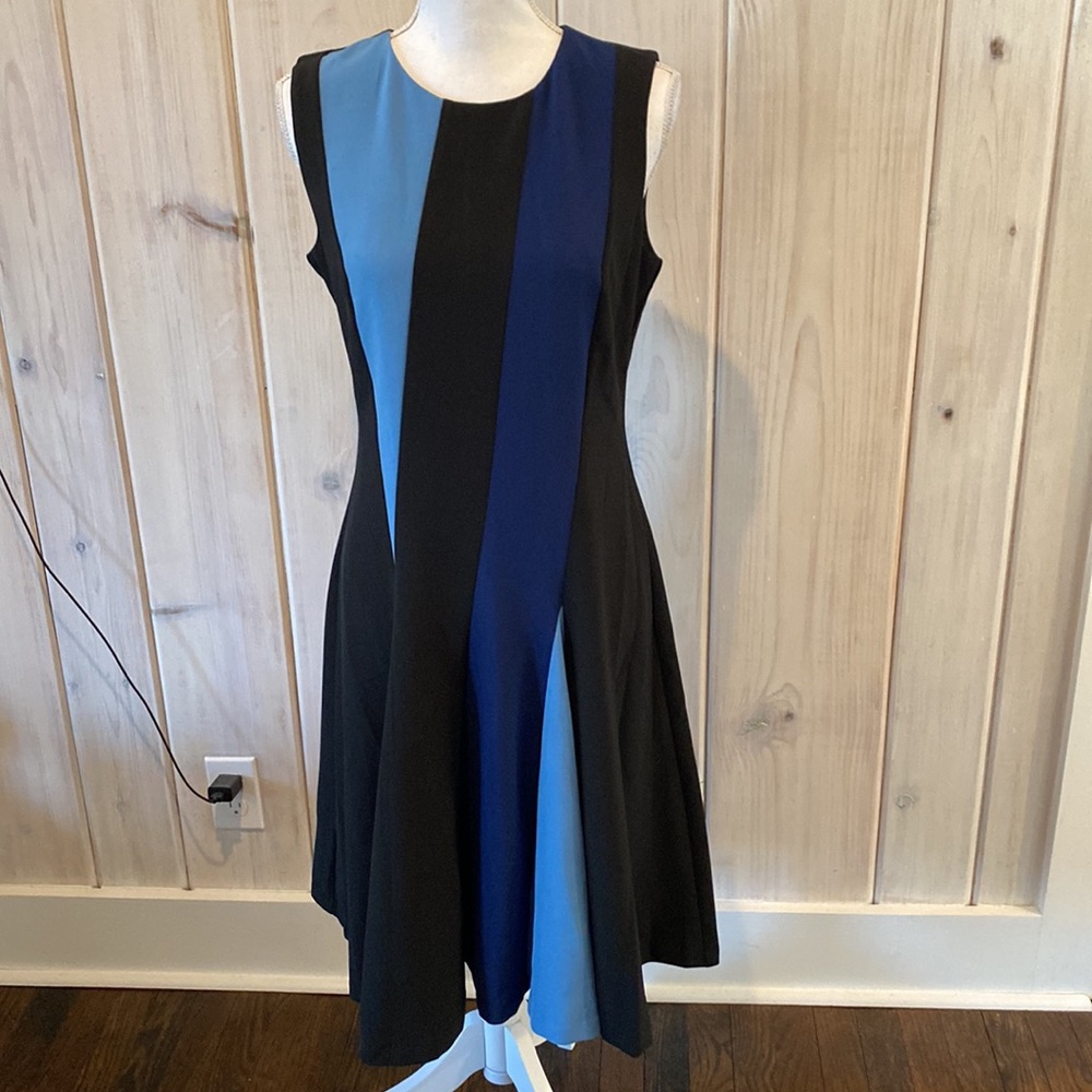 Neiman Marcus blue and black dress NWT